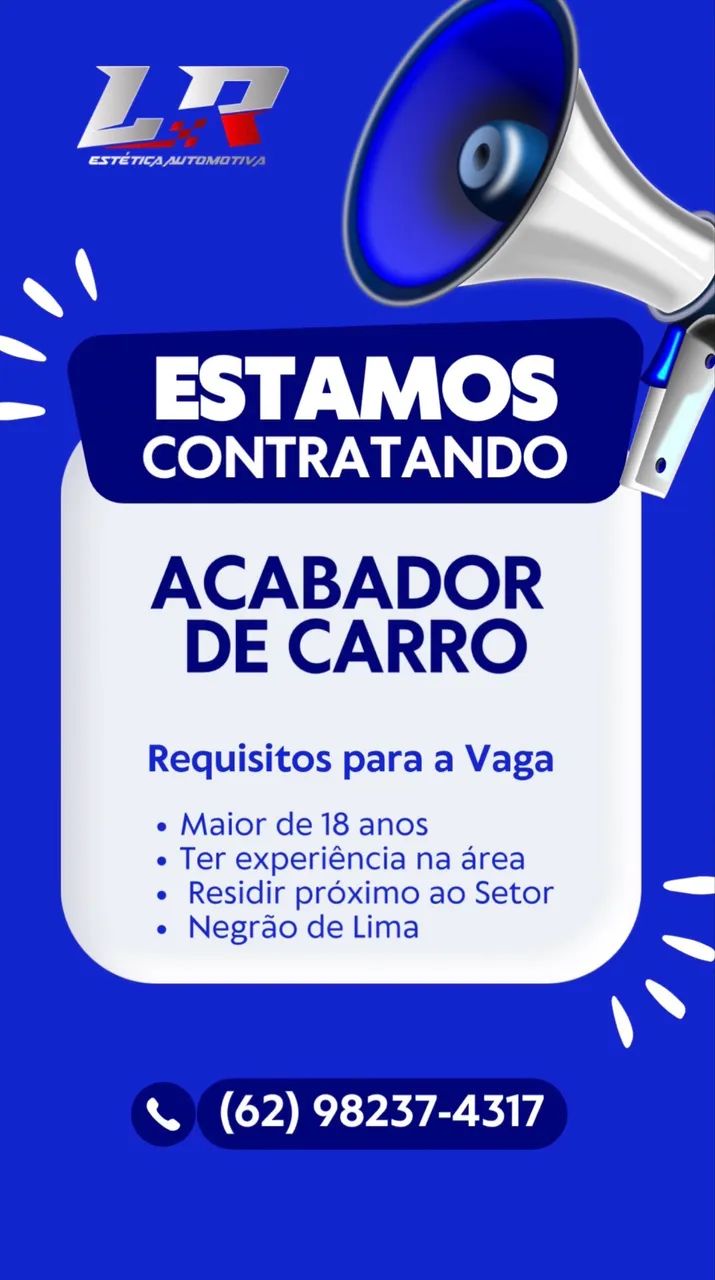 LR Estética Automotiva contrata 