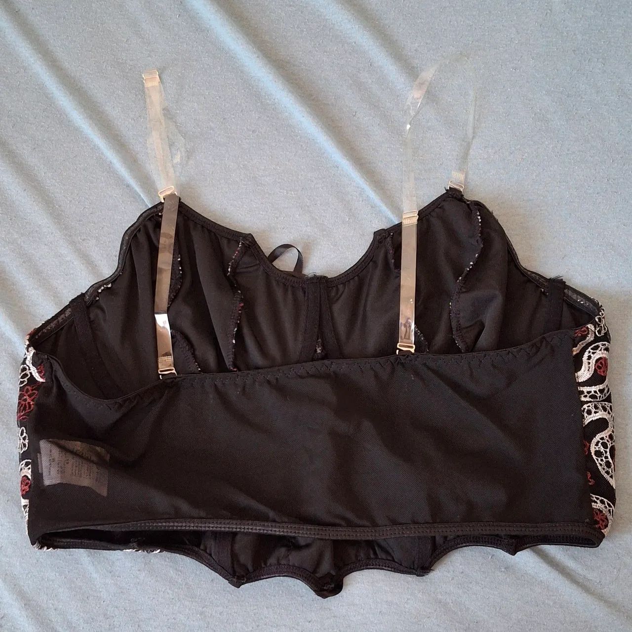 romwe goth top assimétrica de malha elástica com laço, flor e cobra sexy, plus size 2xl - Foto 2