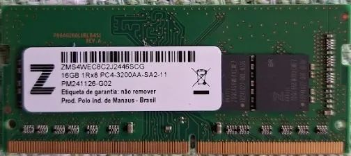 Memoria Notebook 16gb Ddr4 Smart Zilia Pc4-3200 SODIMM. - Memória