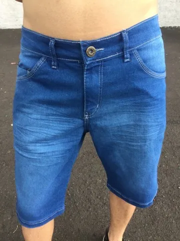 Bermuda jeans com elastano, short masculino jeans