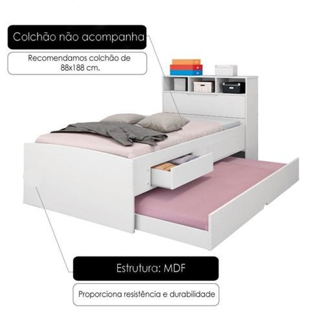 Cama Bibox Solteiro com Baú e Gavetas. Produto Novo Direto da Fábrica. - Foto 2