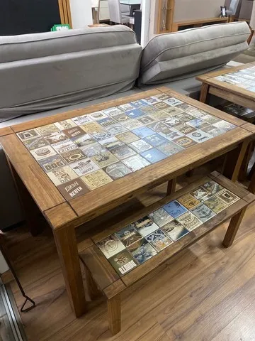 Mesa gourmet 120x80 com 3 bancos, pronta entrega