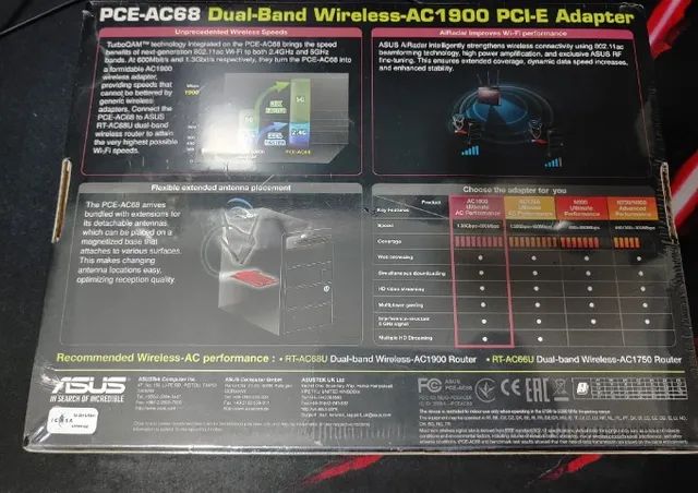 Placa De Rede Asus Wifi Pci-e 1300mbps Ac1900 Pce-ac68 - Foto 2