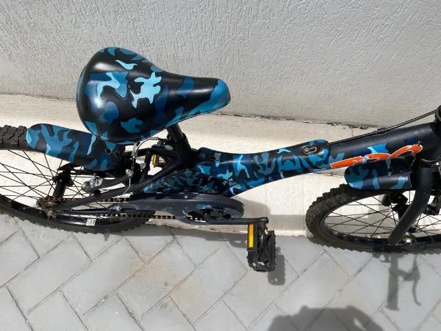 Bicicleta GROOVE aro 20 CAMUFLADA T20 - Preto/Azul - BIKE BROTHERS