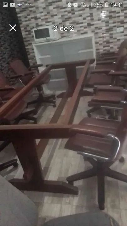 Mesa de madeira grande de mogno segurança residencial - Foto 3