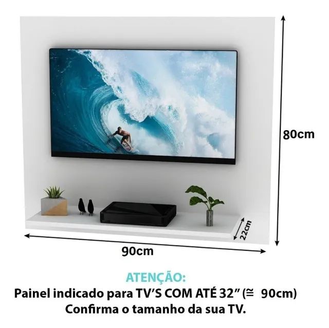 Painel Para Tv Suspenso De Até 32 Polegadas 90x80cm MV Decor - Foto 4