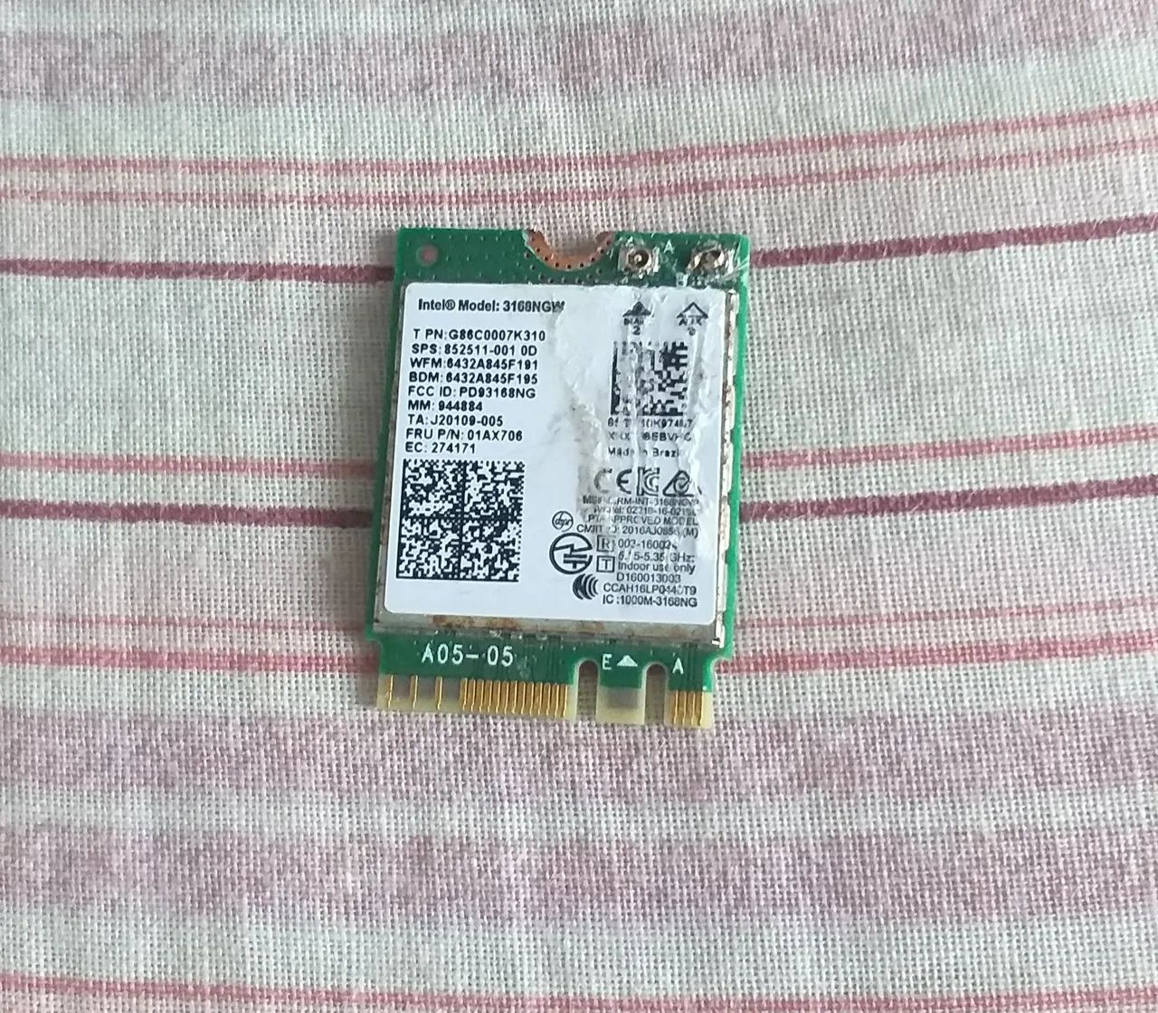 Cartão Bluetooth Wi-Fi Intel M.2 NGFF 3168NGW - Foto 2