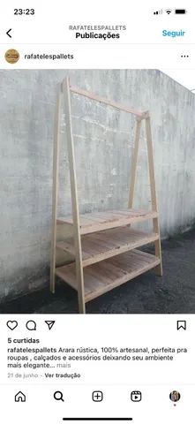 Arara de Palete. Teles Móveis rústicos de Pallet, Pallets e pinus. - Foto 3