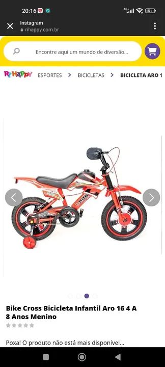 Bicicleta Infantil Aro 16 4 A 8 Anos Menino