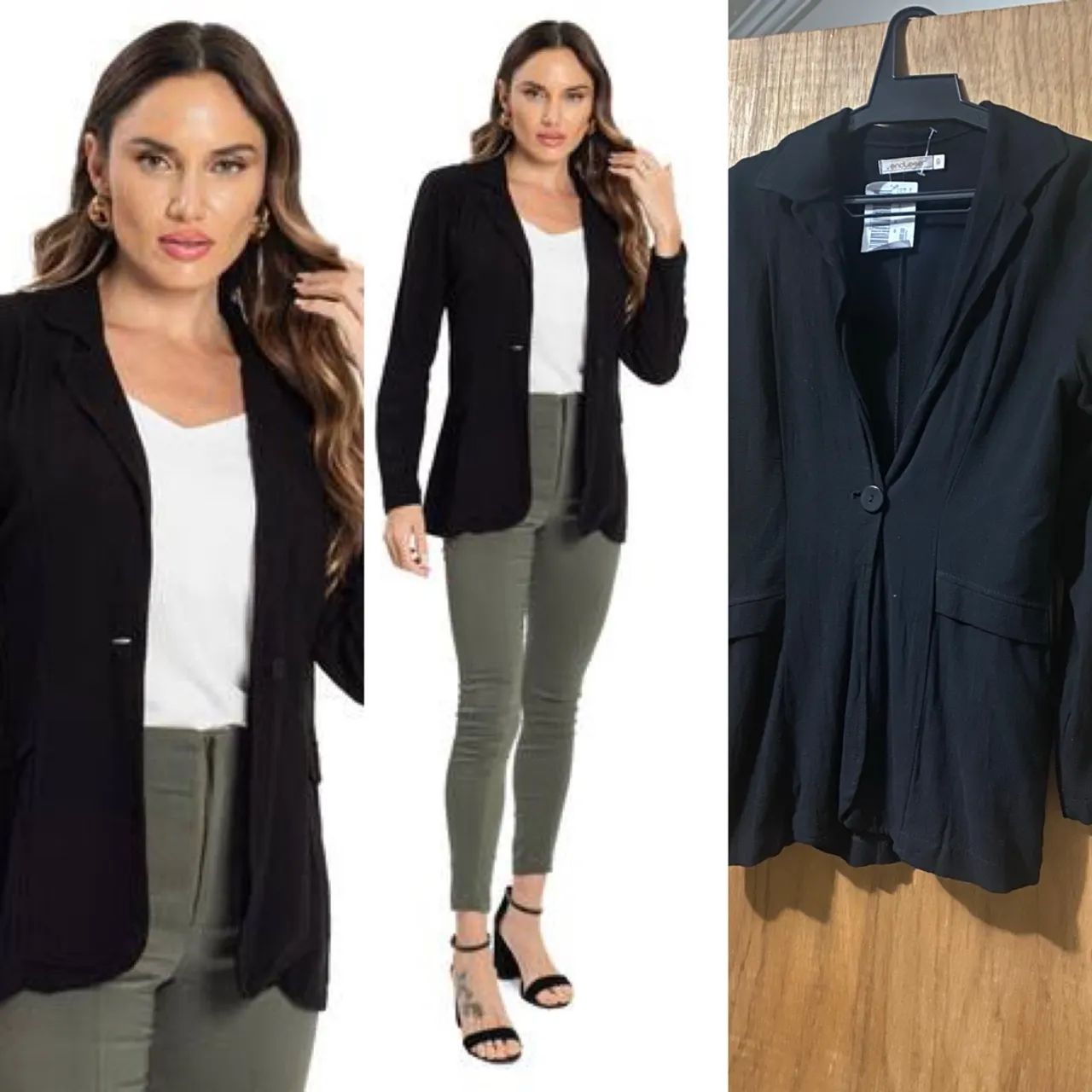 Blazer preto G botão centro 