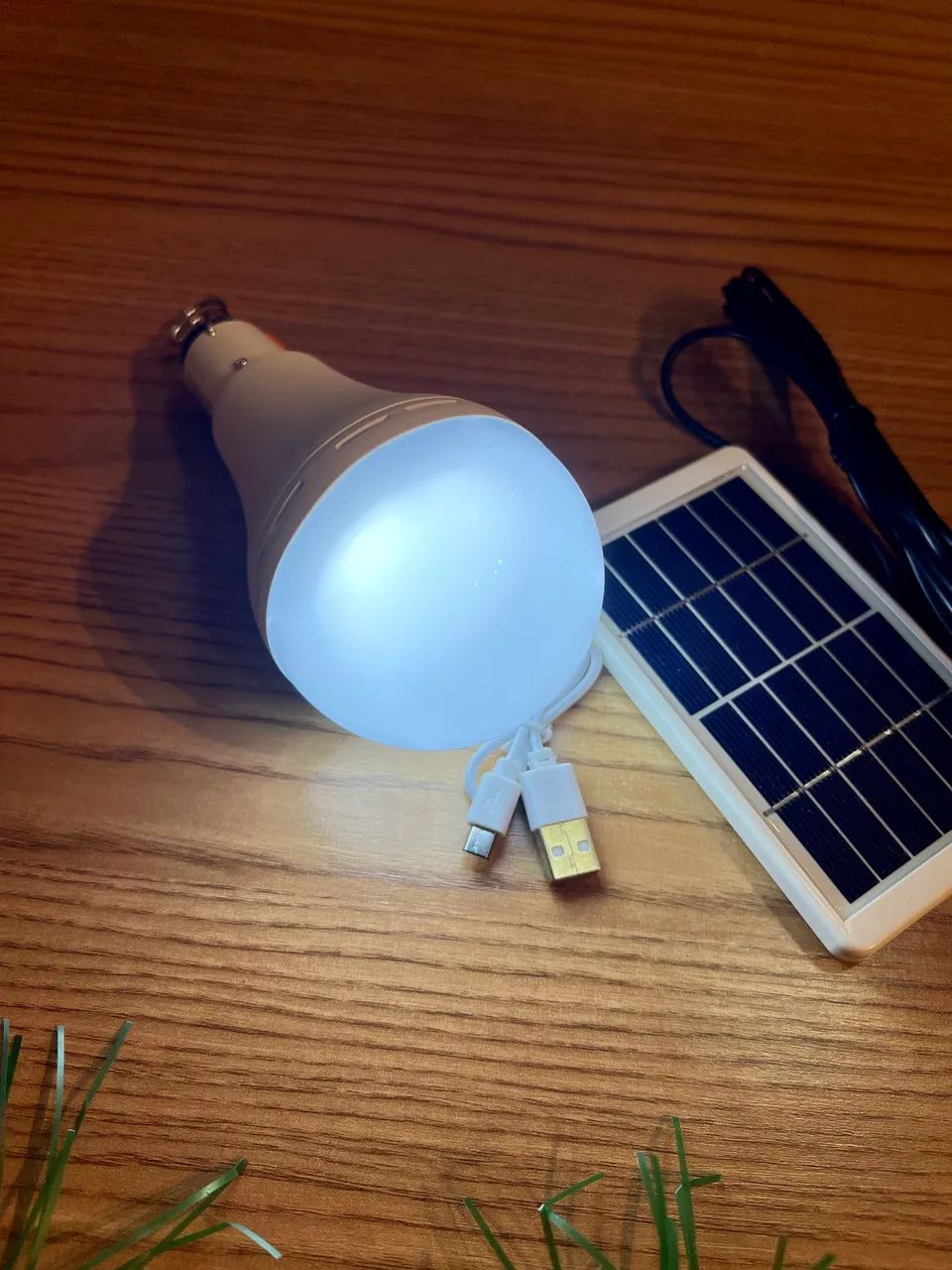 Lâmpada LED Recarregável com Placa Solar - Foto 2