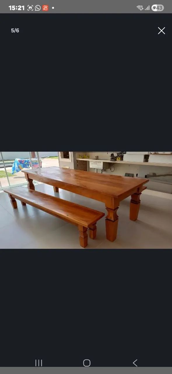 Promoção Mesa em madeira com 2 bancos - Foto 2