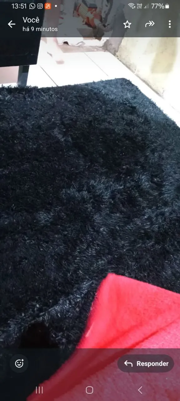 Tapete Shaggy Preto Peludo 100x150cm