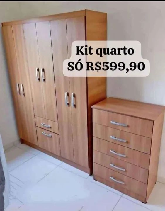Kit quarto cômoda + guarda roupas