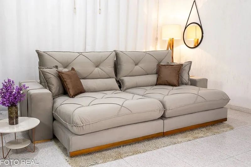 Sofá Retrátil Reclinável Gran Bello 2.90m Veludo - D33 e Molas Ensacadas