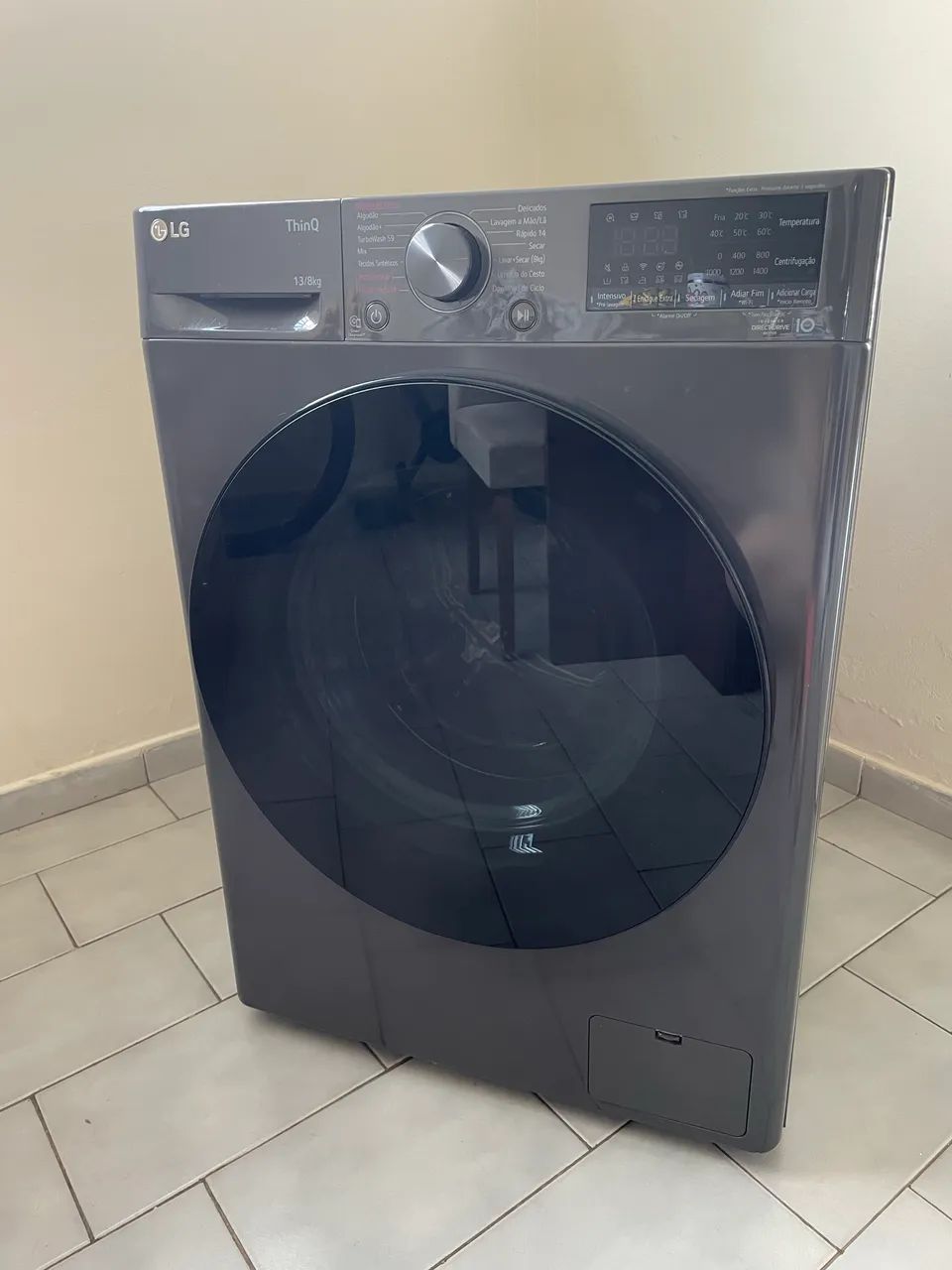 Lava e Seca LG VC4 13kg Smart com IA, Titanium, 127V. Seminova, sem avarias!