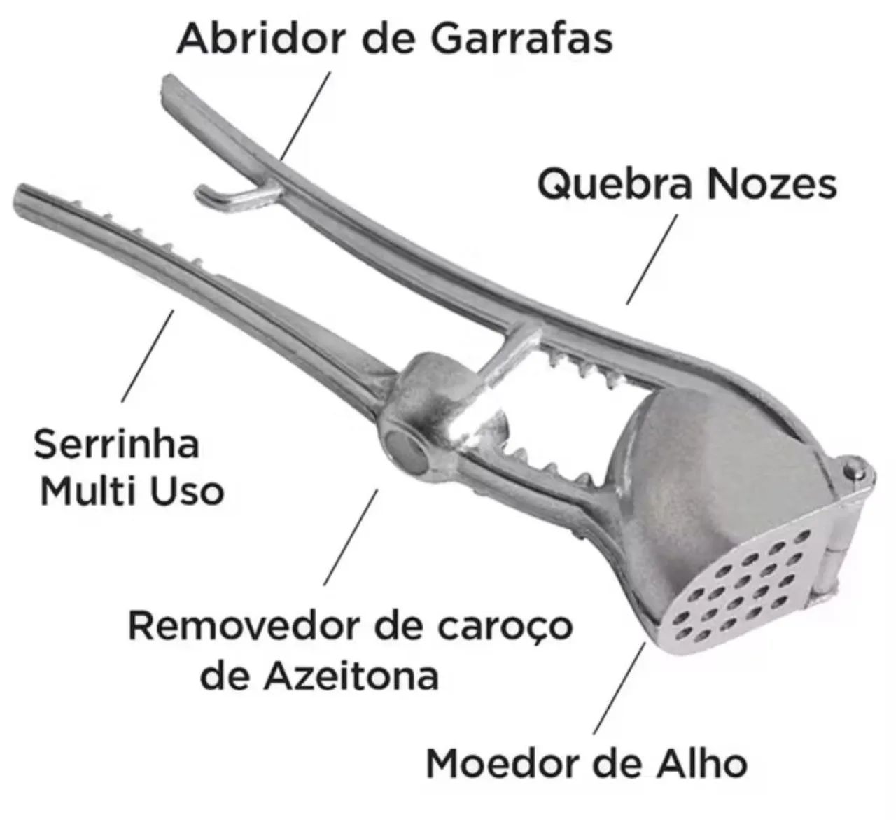 Espremedor Amassador De Alho Multiuso 5 Em 1 Alumínio 15cm - Foto 3