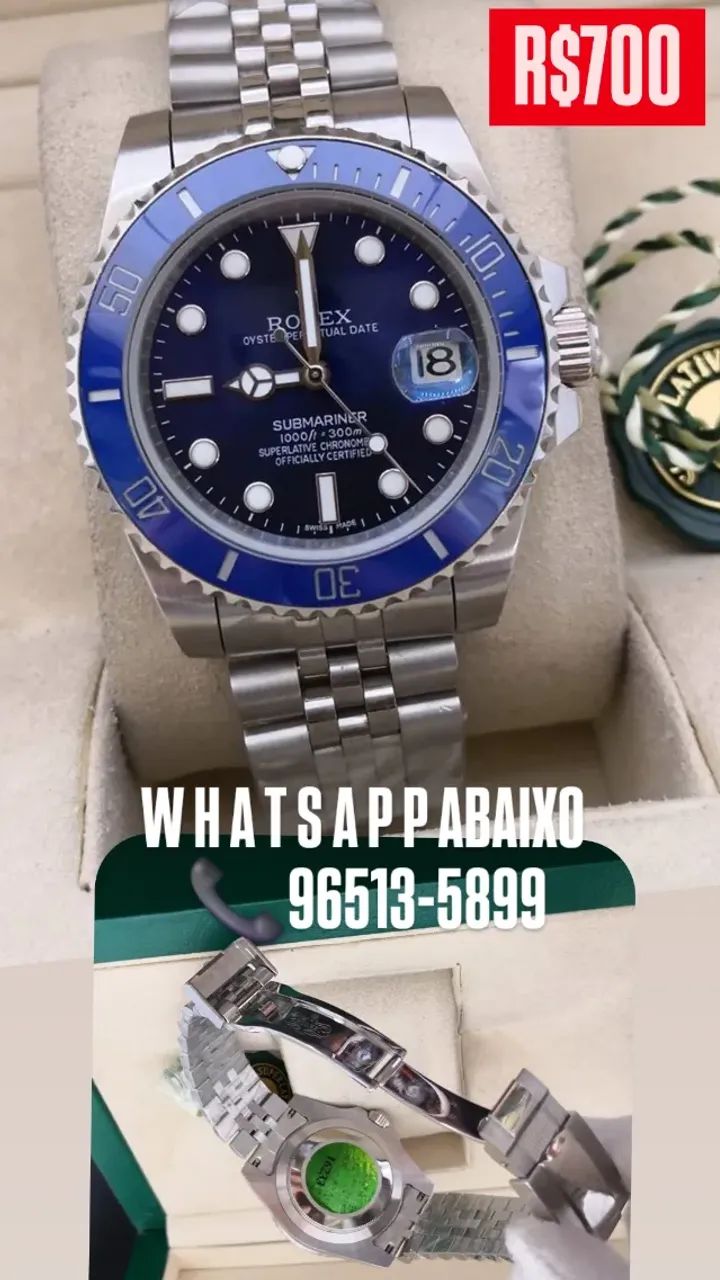Relógio ROLEX SUBMARINER SMURF - AUTOMÁTICO - JUBILEU