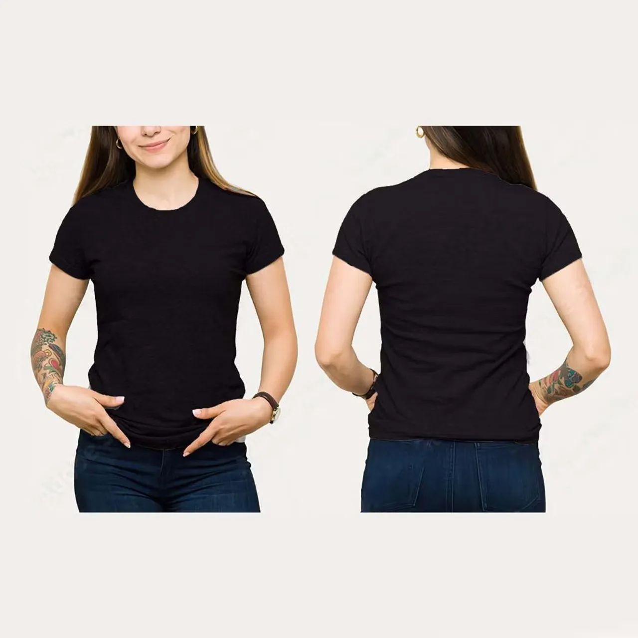 Camiseta Preta Basic  Malha Pv premium Baby-look 