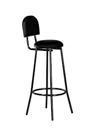 BANQUETA ALTA COURO PRETO COM ENCOSTO ESTOFADO 71 *