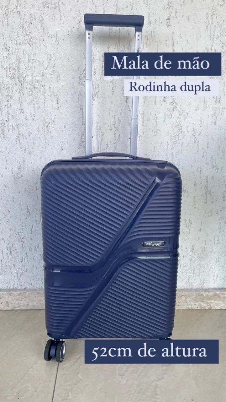 Mala de Mão Azul com Rodinhas Duplas 52cm