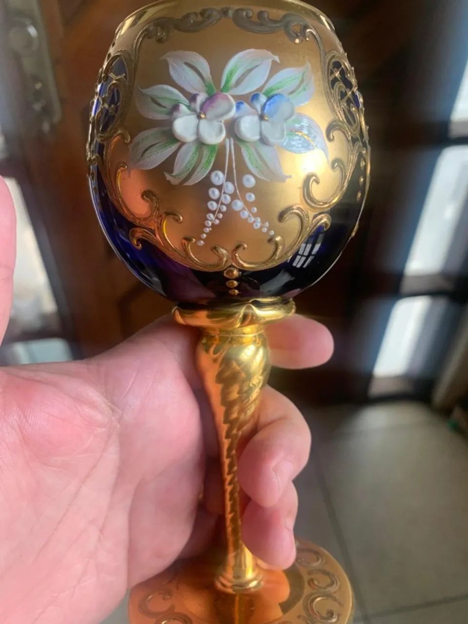 Decanter para vinho com 5 taças banhados a ouro 24k murano  - Foto 3