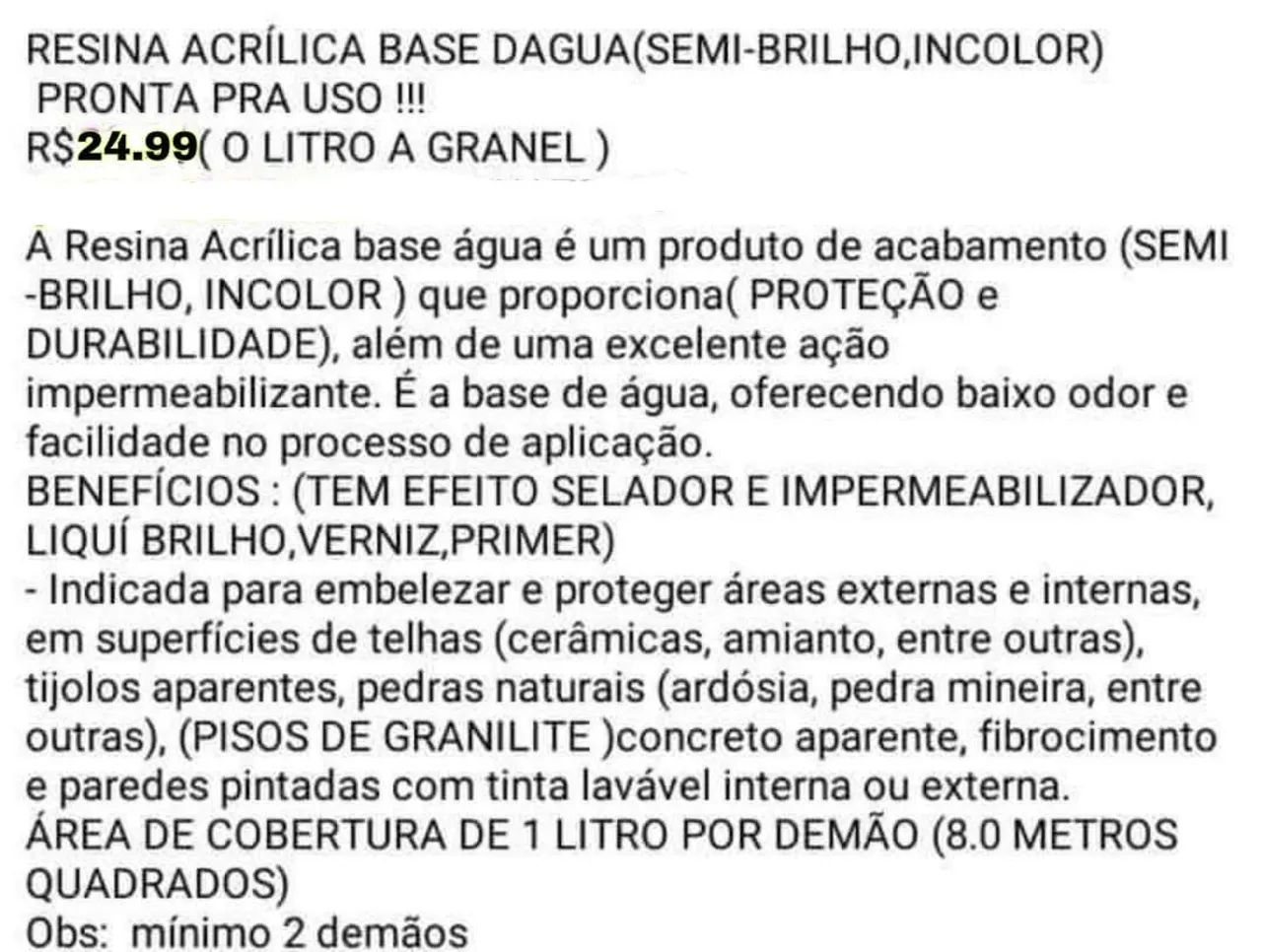 Resina acrílica base dagua(pronta pro uso) - Foto 2