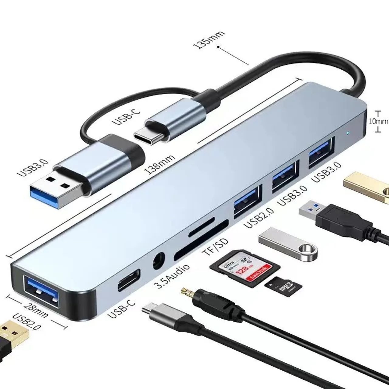 Adaptador Hub 8 em 1  USB - A / USB - C - Foto 2