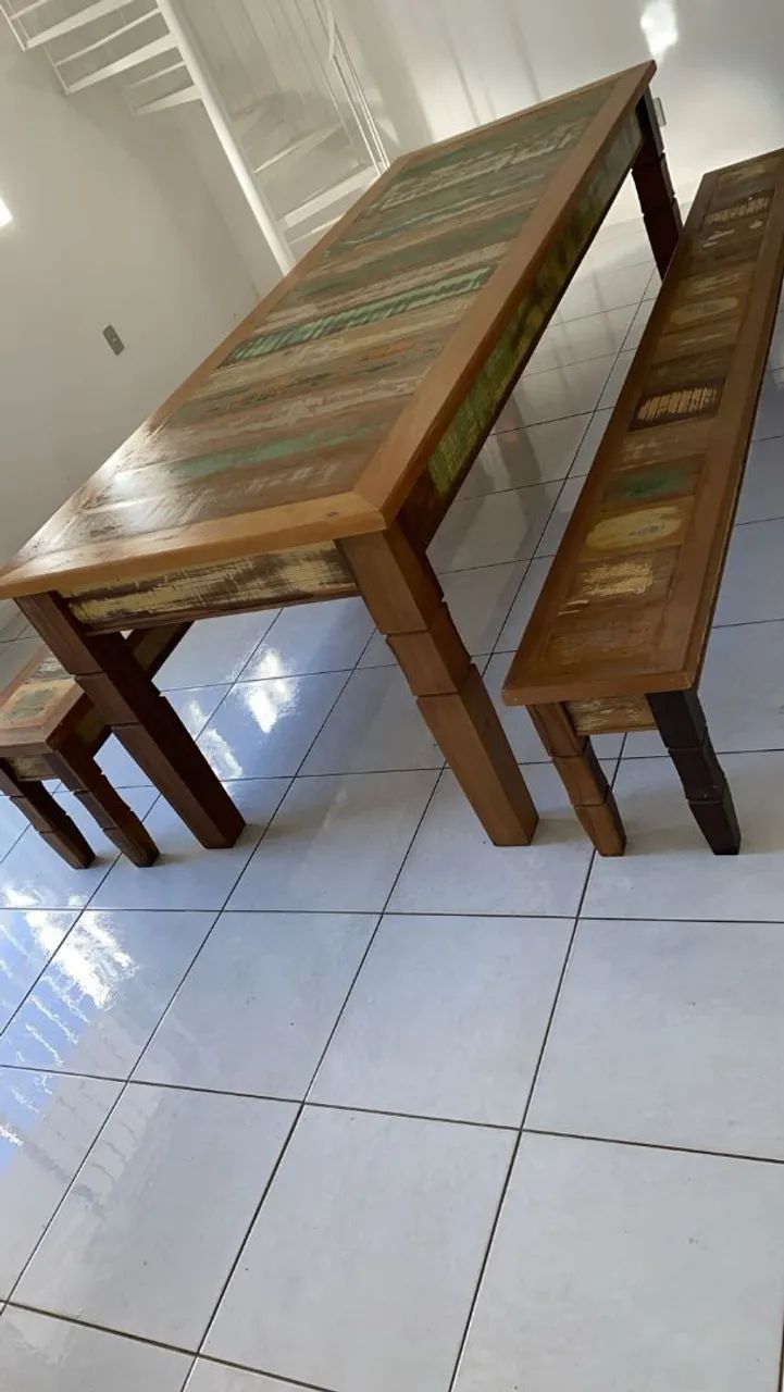 Mesa de Jantar em Madeira de Demolição - Foto 4