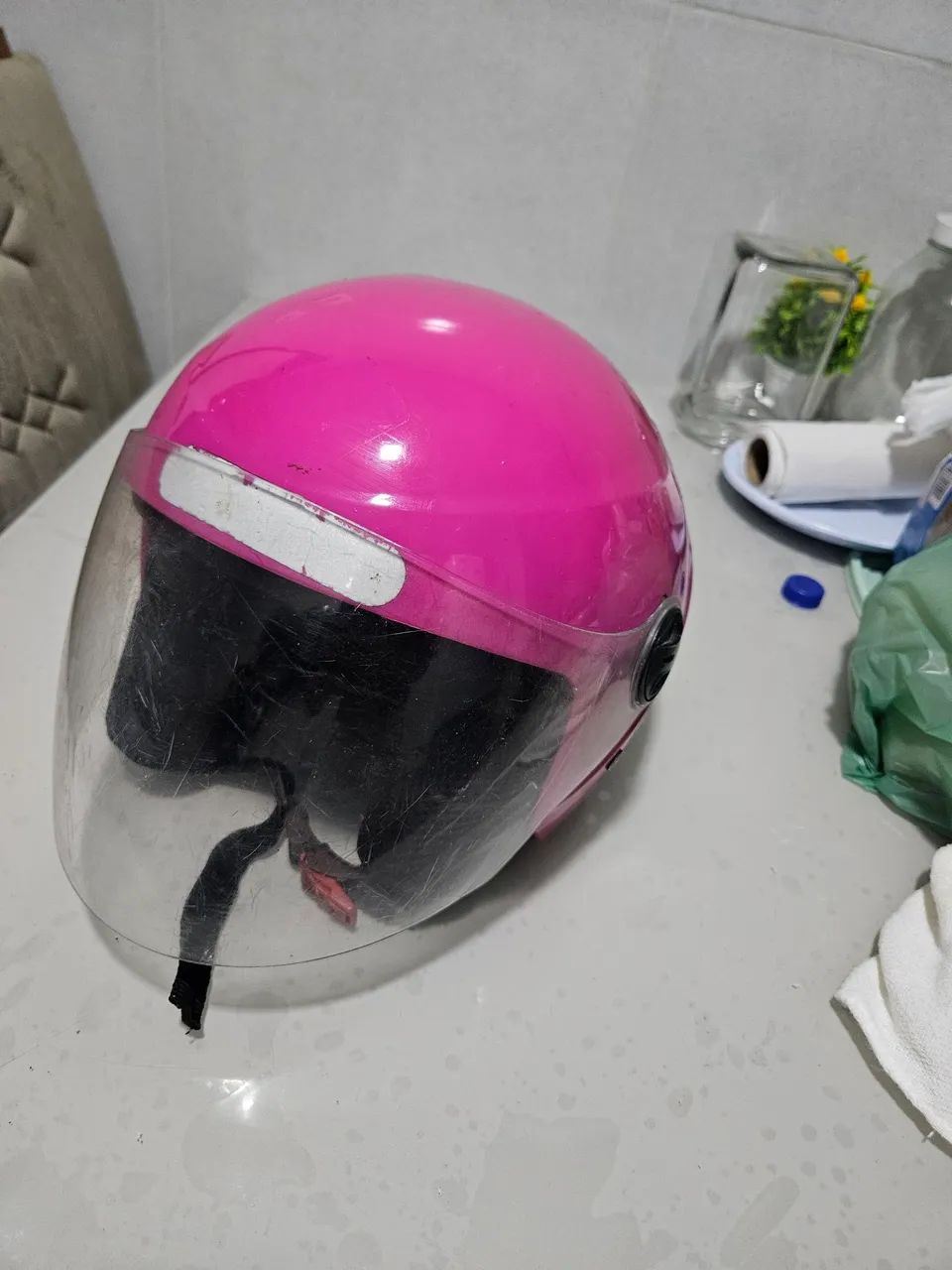 Capacete Moto Rosa tamanho 58 - Foto 4