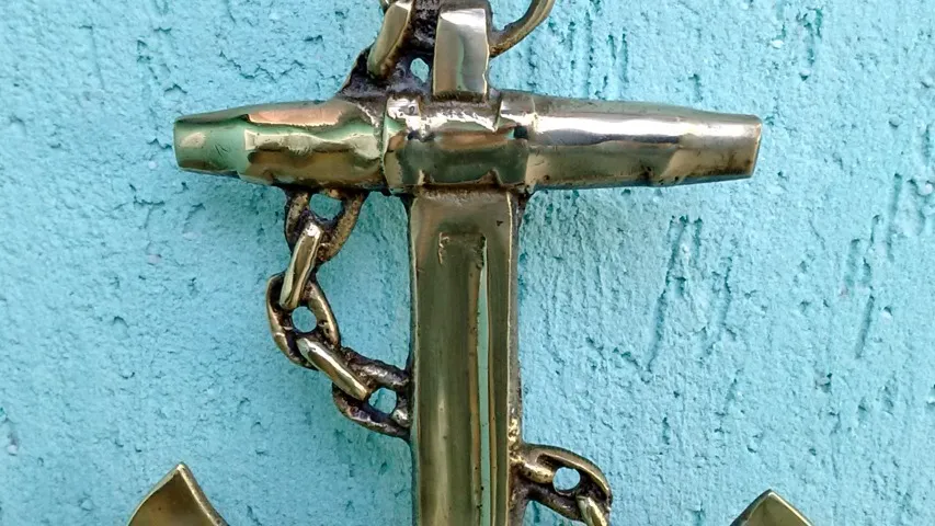 Âncora em bronze / latão Sólido - Porta chaves - em excelente estado
