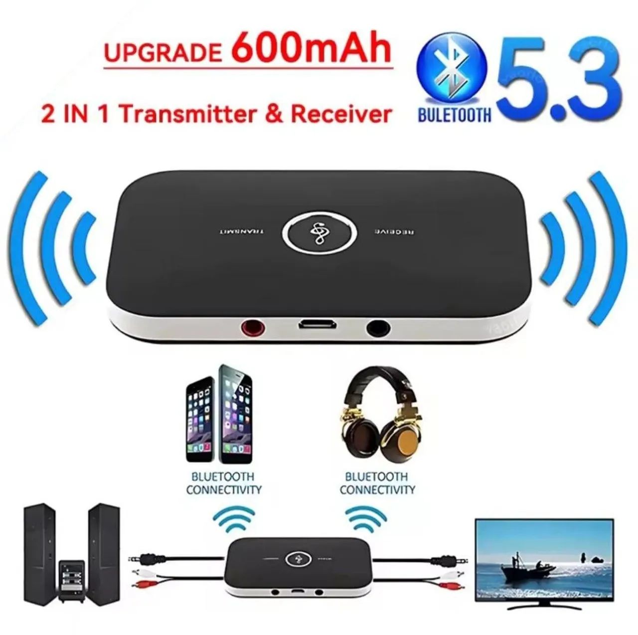 Receptor Bluetooth, transmissor de áudio sem fio - Foto 2