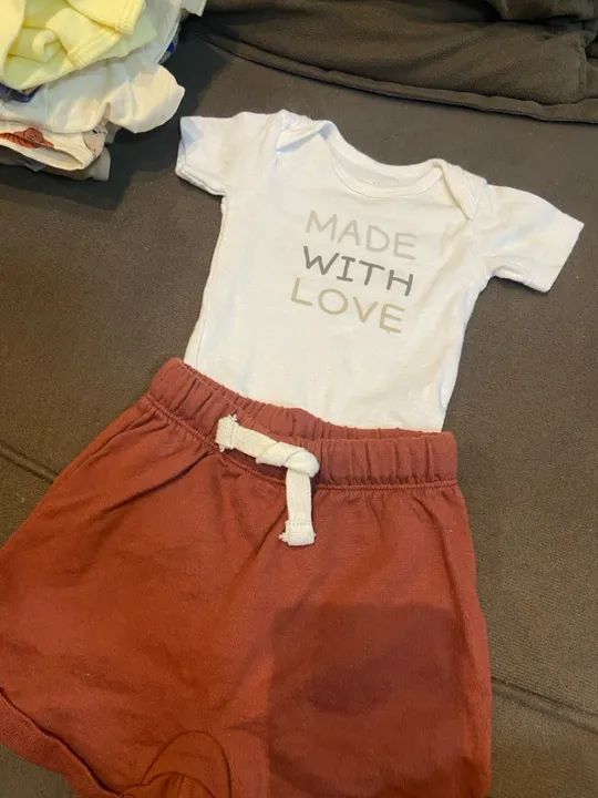 Conjunto bebê MONTADO - Body + Shorts - Made With Love