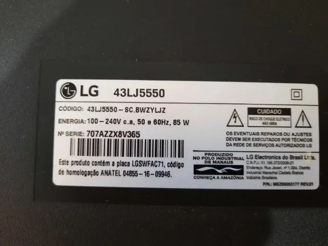 TV LG 43° LC430DUY Tela Quebrada para Retirada de Peças - Foto 2