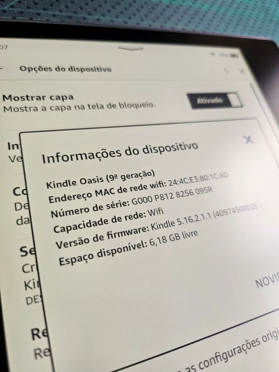 Kindle Oasis 9a Geração Seminovo 8gb - Foto 5