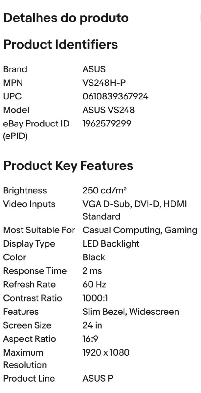 Monitor ASUS 24? LED Full HD