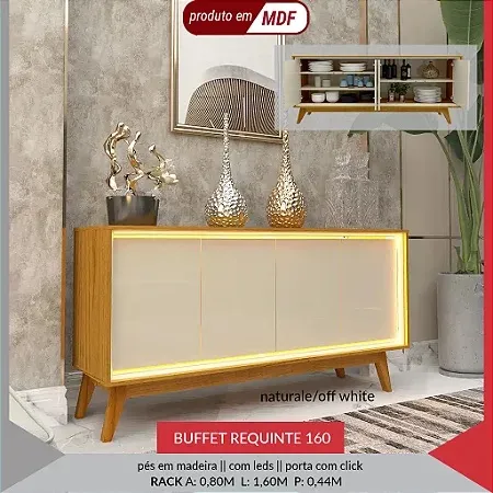 Aparador Buffet Requinte MDF - com Led