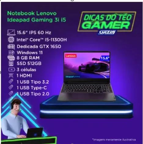Notebook Gamer Lenovo Ideapad Gaming 3i i5