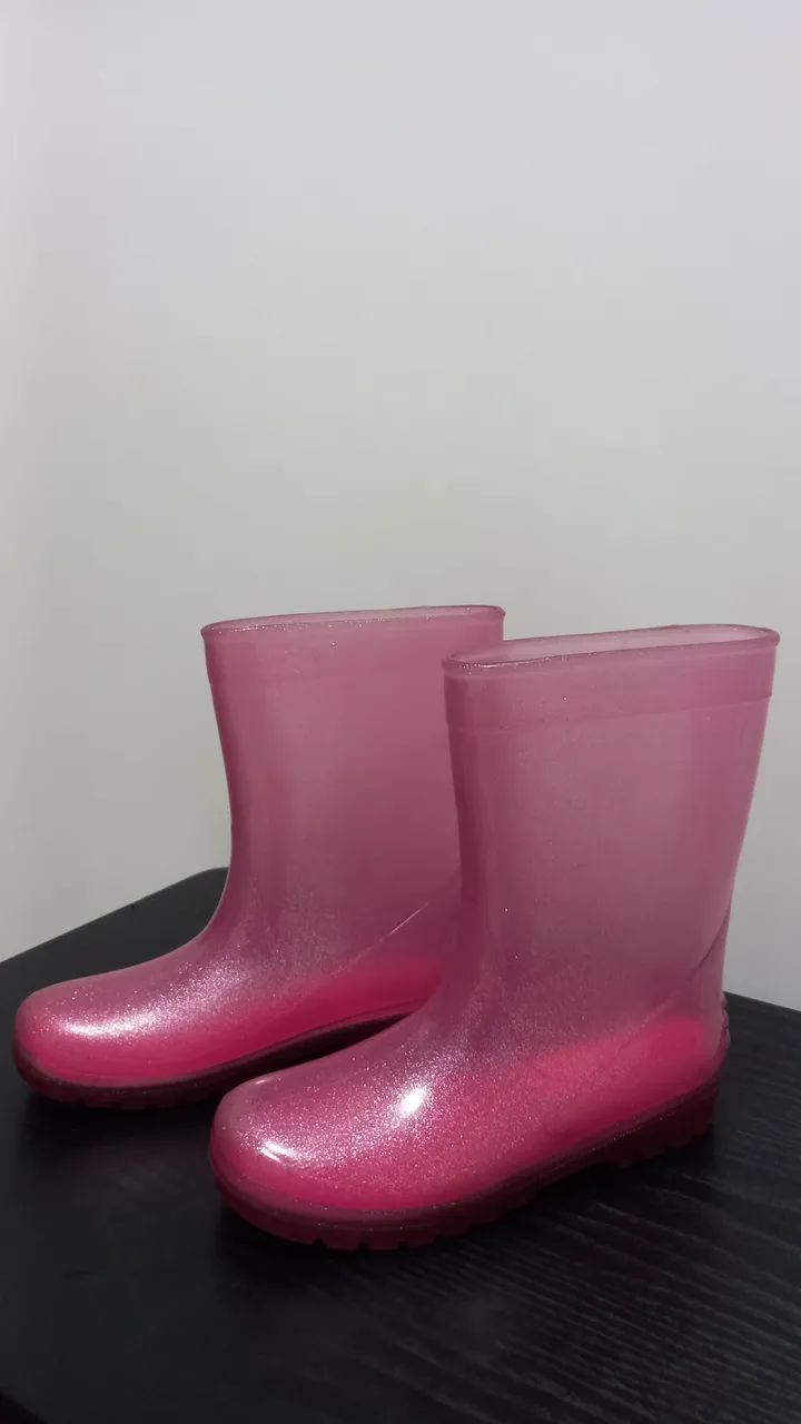Botas de chuva infantil N° 31/32 - Rosa glitter - Foto 2