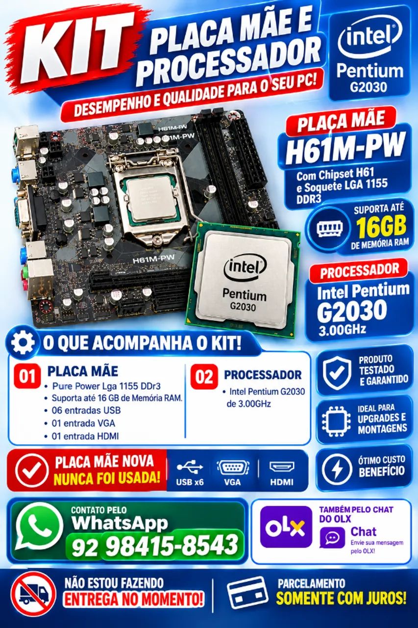 Kit Placa Mãe e Processador DDR3 - Foto 3
