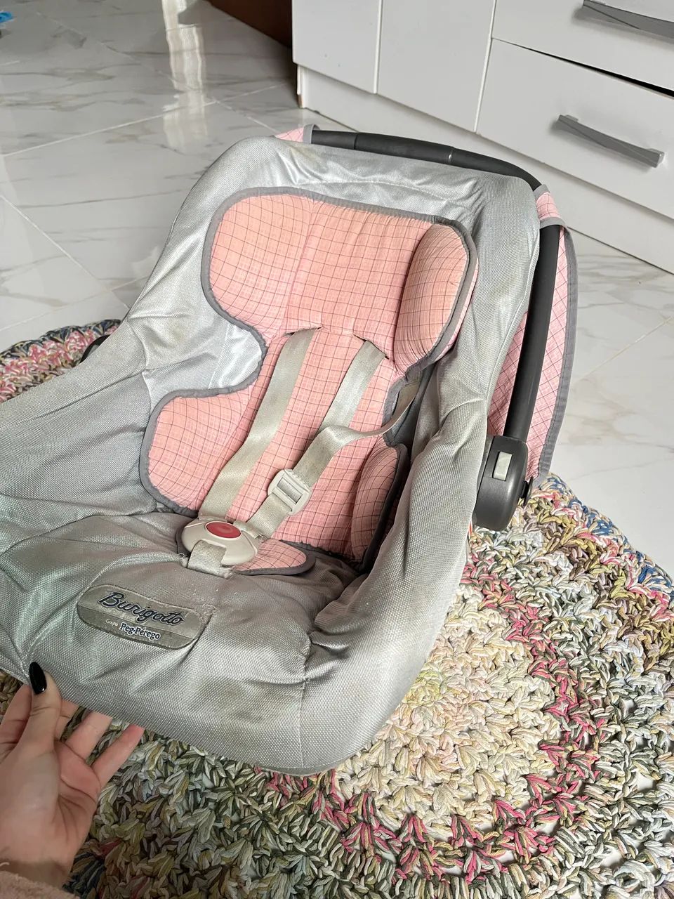 Bebê conforto Burigotto rosa com cinza  - Foto 5