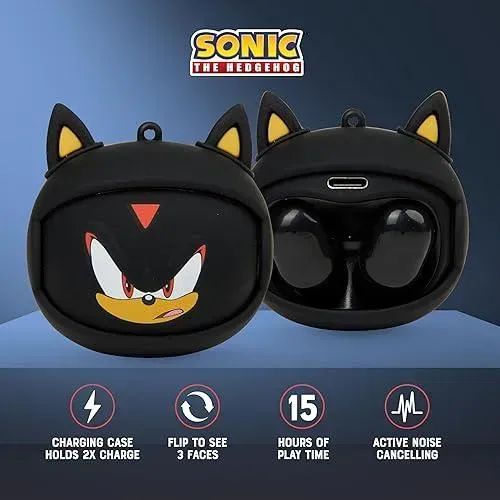 Shadow Sonic The Hedgehog Earbuds Bluetooth Sega - Foto 3