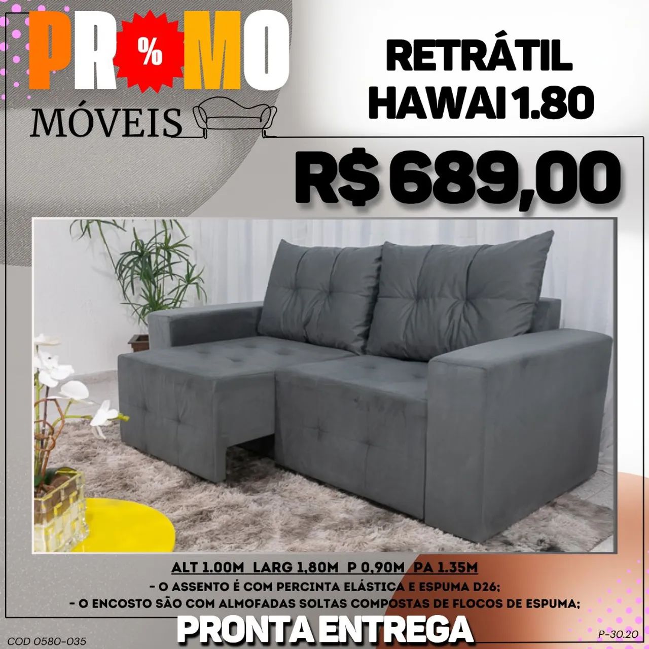 Sofá retrátil Havaí - ENTREGA IMEDIATA  - Foto 2
