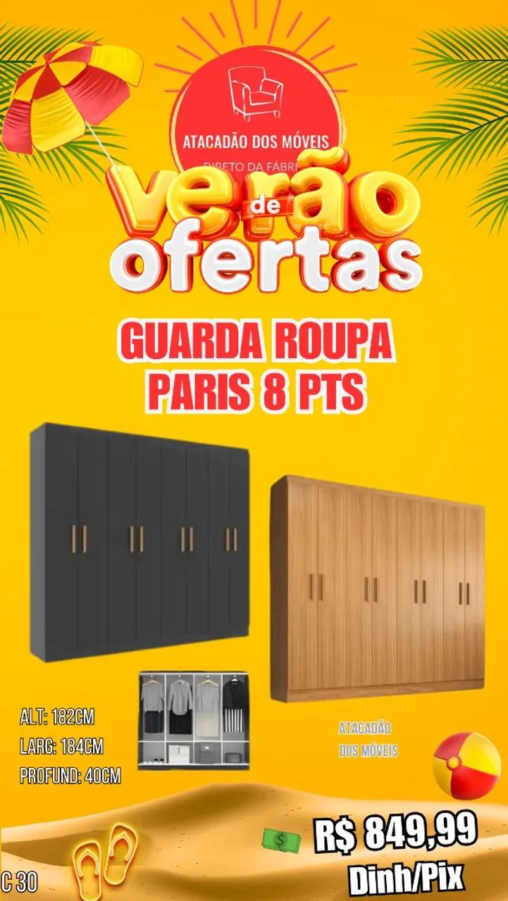 Guarda roupa paris 8pts - Foto 2