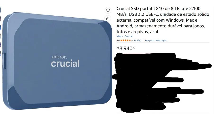 Ssd Externo CRUCIAL 8TB 2100MB/s - Foto 2