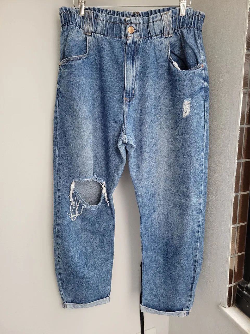 calça jeans bluesteel renner mom destroyed