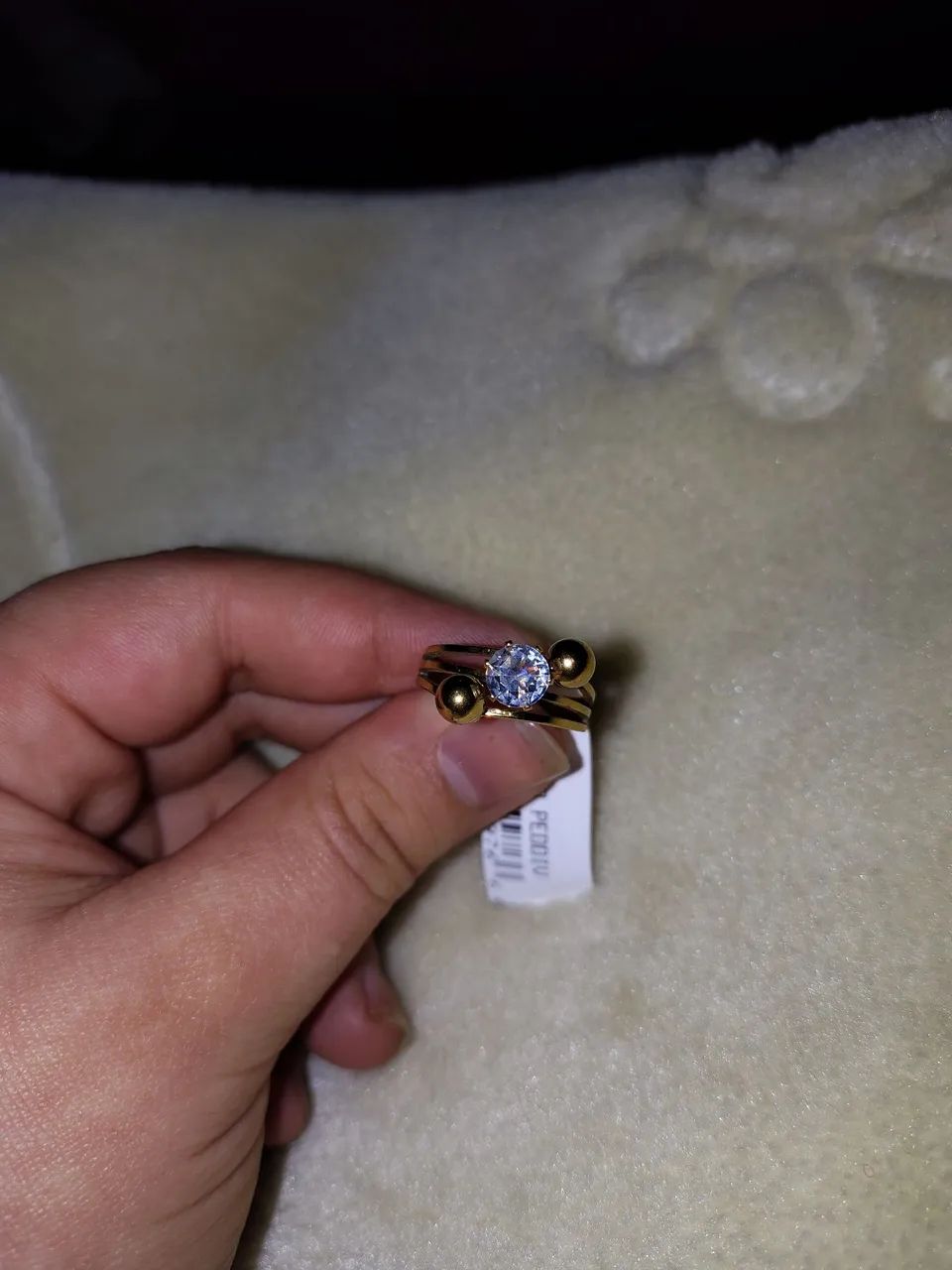 Anel feminino Dourado Com Pedra 