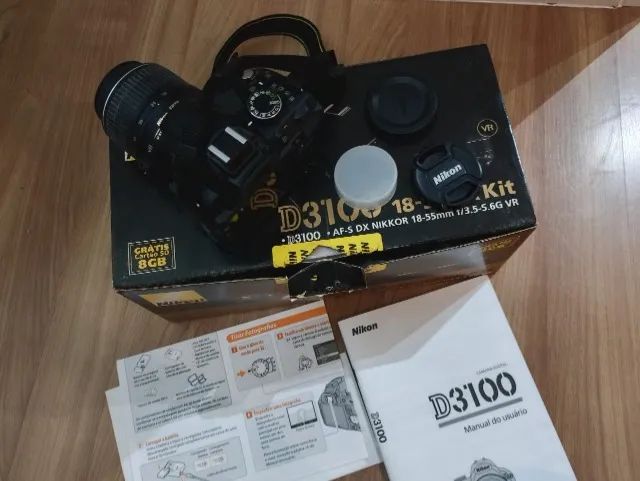Kit camera Nikon D3100 Kit de zoom 18-55mm caixa manual completo