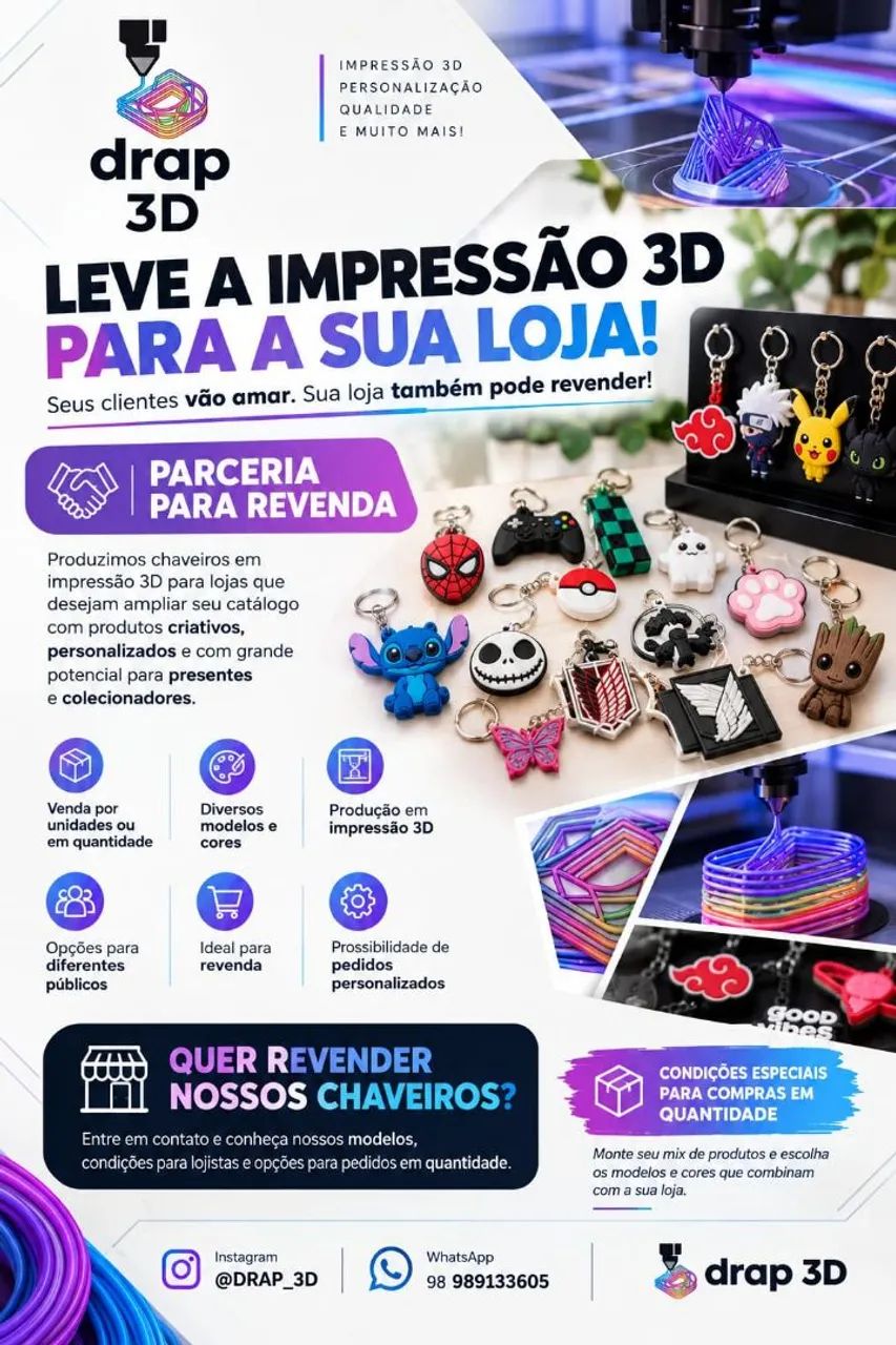 Chaveiros 3d
