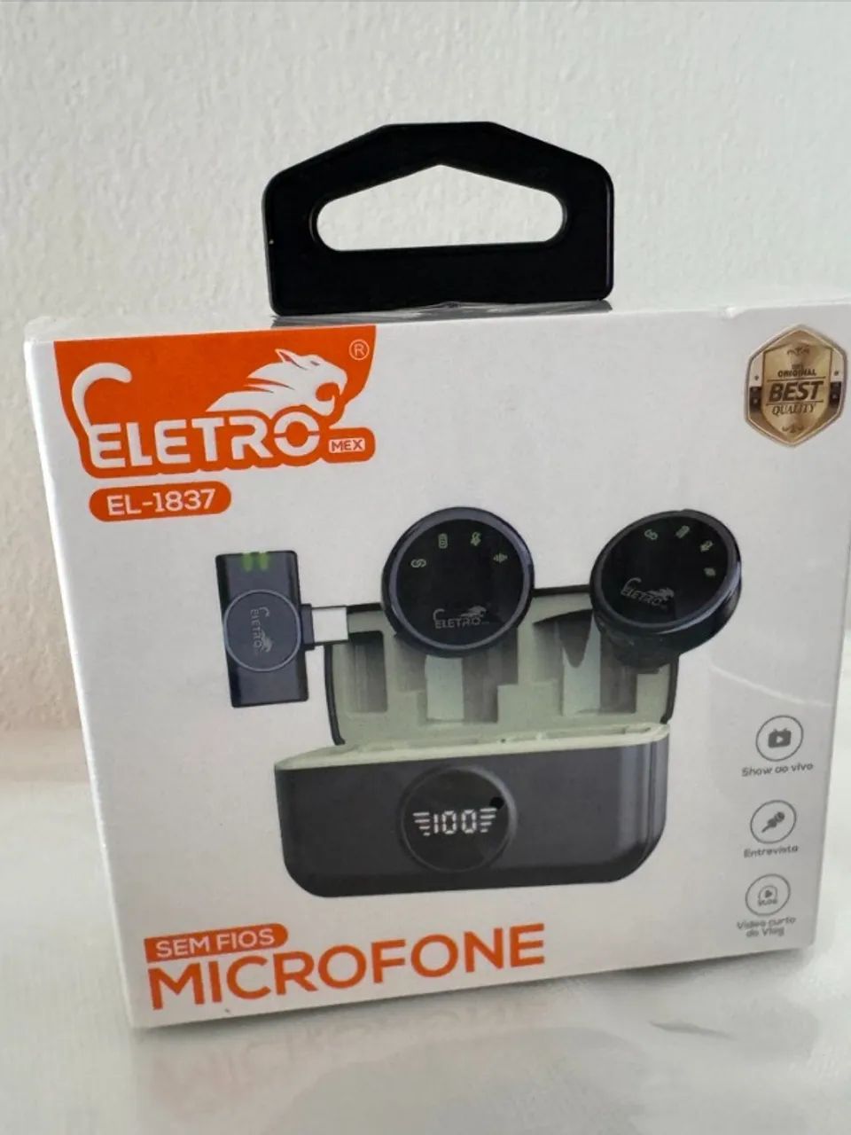 Microfone Sem Fio Eletro Mex EL-1837 USB-C Lacrado
